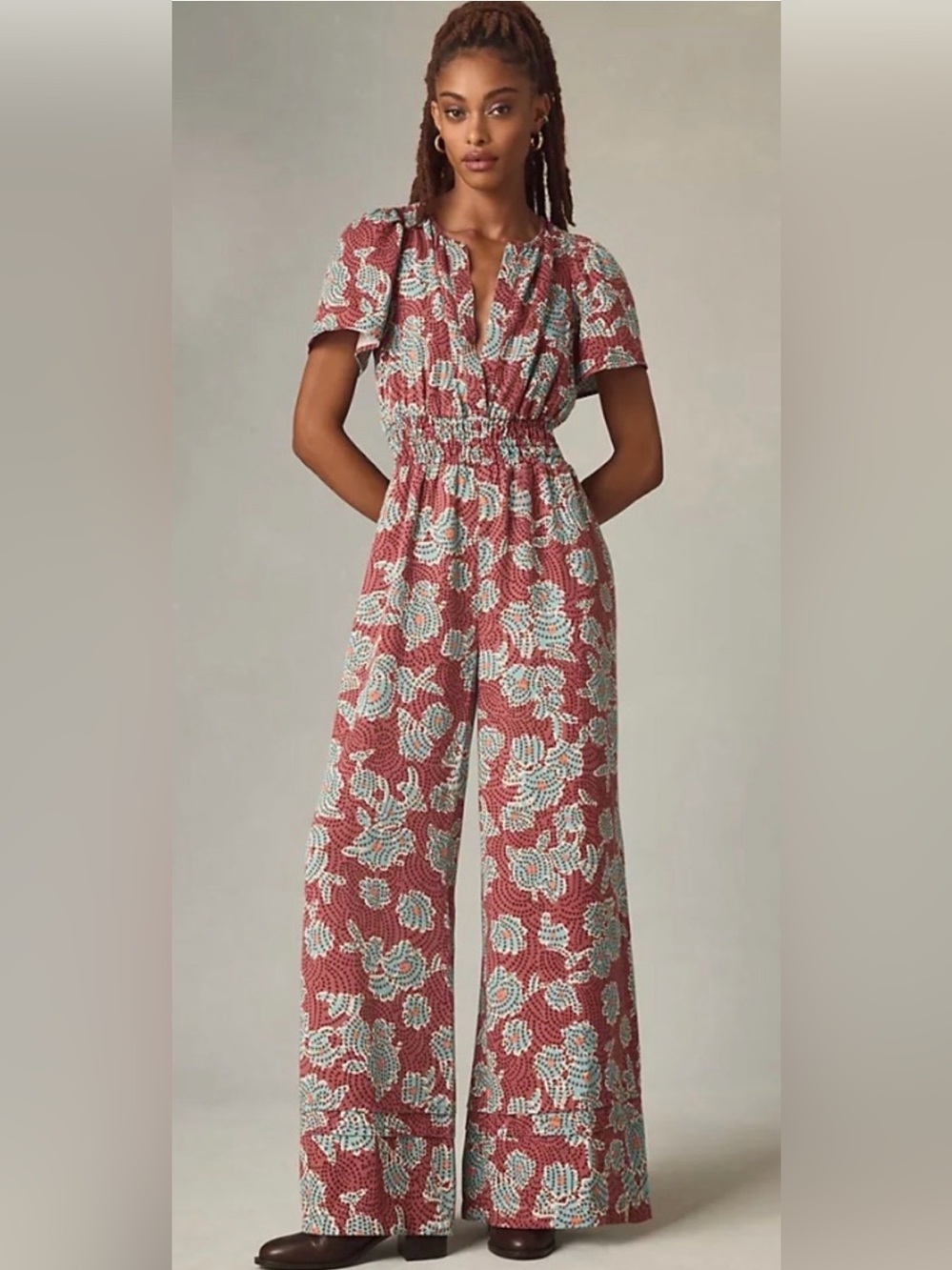 Anthropologie Somerset Jumpsuit Floral Print Wide-Leg